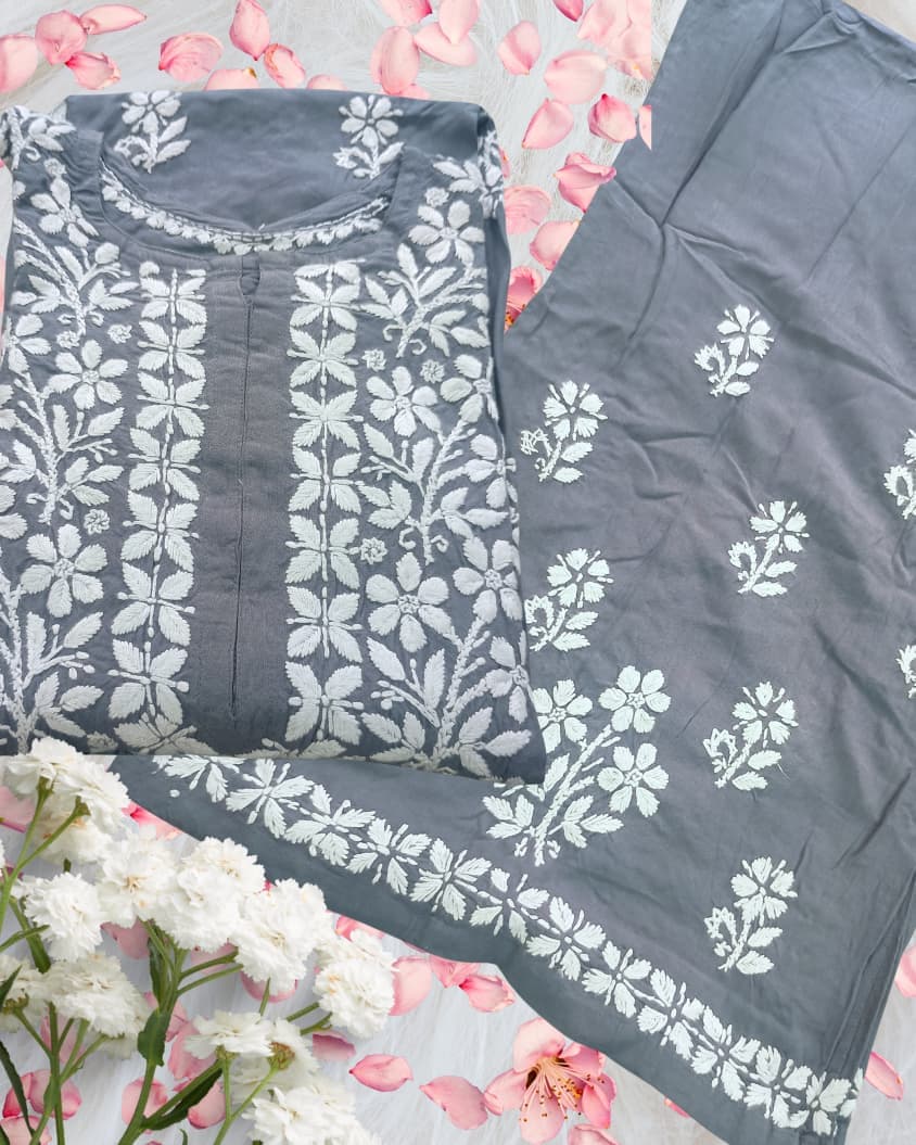Noorie  Plazzo Set Lucknowi Chikankari view 4
