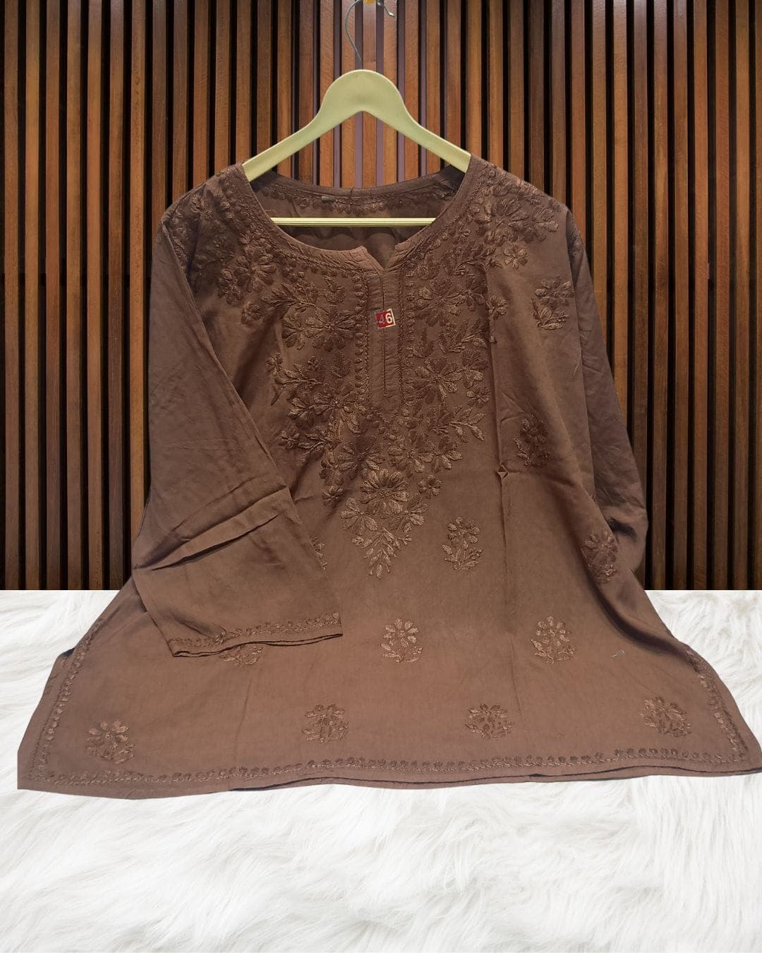 alt="Lucknowi handwork short chikankari kurti in premium fabric", alt="Tone to tone chikankari embroidery on short kurti", alt="30 inch short chikankari kurti for women", alt="Handmade Lucknow chikan short kurta S to XXL sizes", alt="Premium fabric chikankari short kurti with hand embroidery", alt="Traditional Lucknowi short chikankari kurti in elegant design"