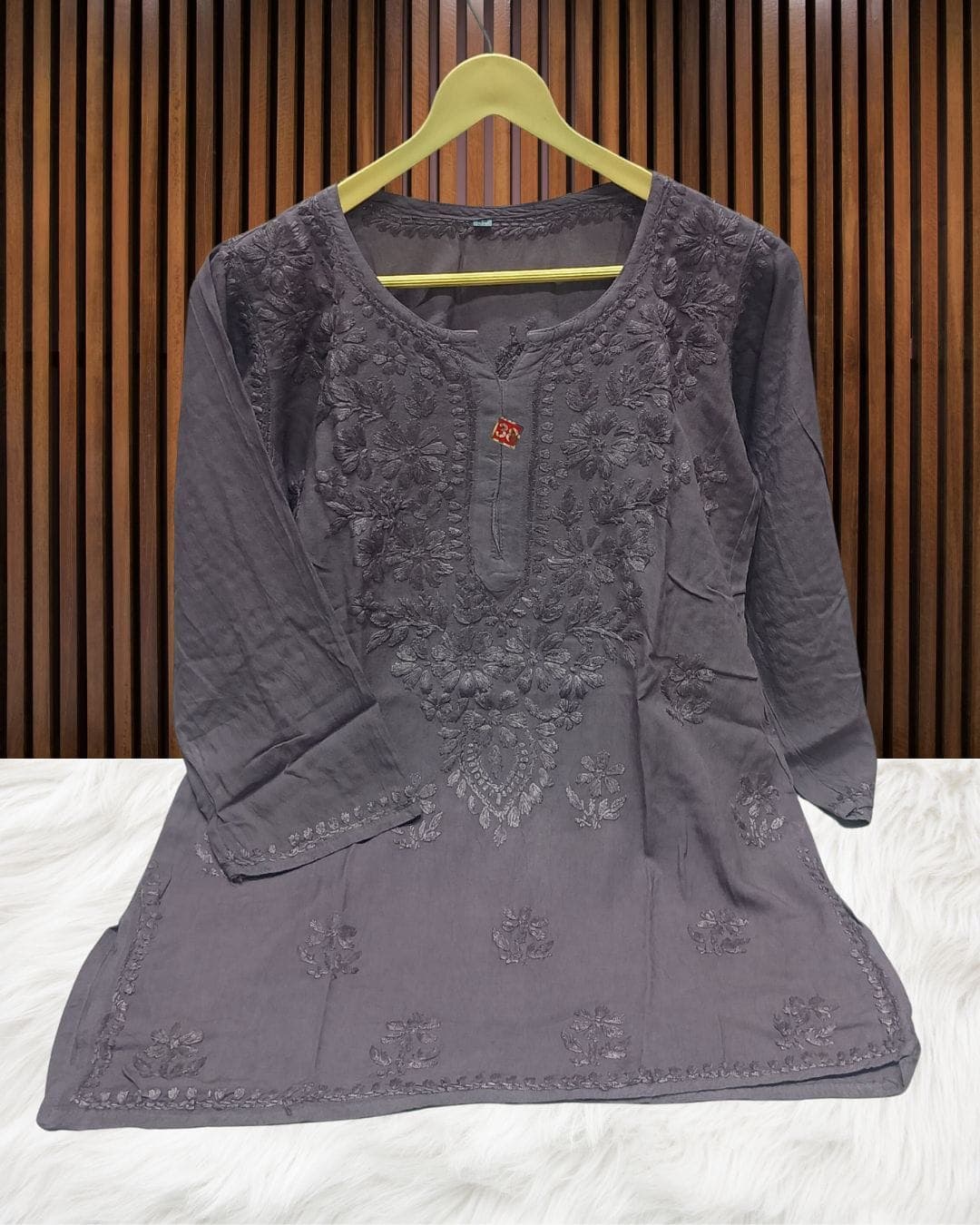 alt="Lucknowi handwork short chikankari kurti in premium fabric", alt="Tone to tone chikankari embroidery on short kurti", alt="30 inch short chikankari kurti for women", alt="Handmade Lucknow chikan short kurta S to XXL sizes", alt="Premium fabric chikankari short kurti with hand embroidery", alt="Traditional Lucknowi short chikankari kurti in elegant design"