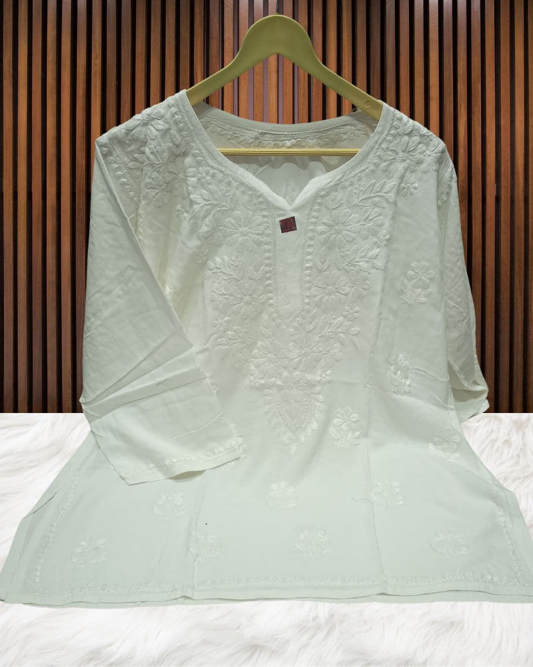 alt="Lucknowi handwork short chikankari kurti in premium fabric", alt="Tone to tone chikankari embroidery on short kurti", alt="30 inch short chikankari kurti for women", alt="Handmade Lucknow chikan short kurta S to XXL sizes", alt="Premium fabric chikankari short kurti with hand embroidery", alt="Traditional Lucknowi short chikankari kurti in elegant design"