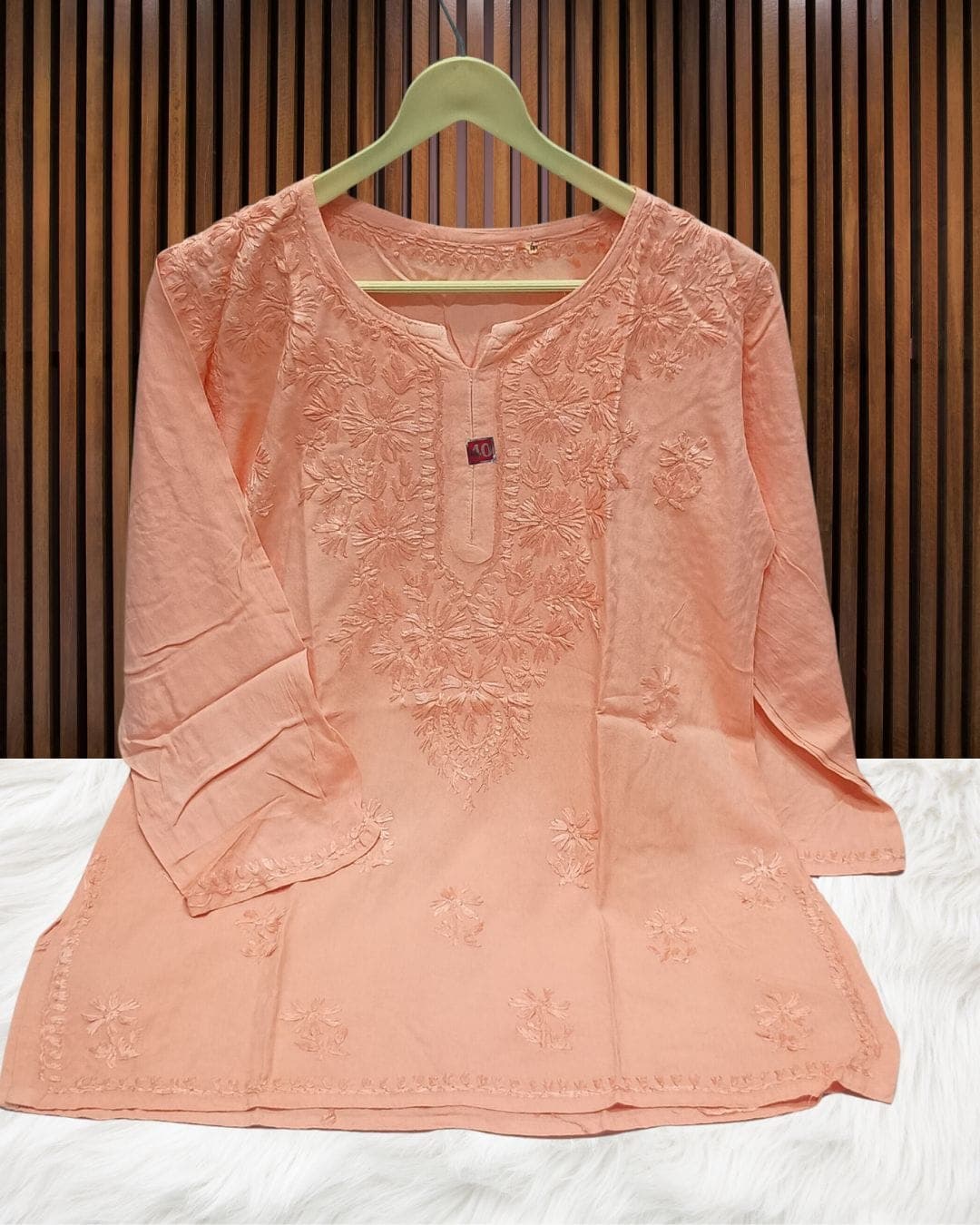 alt="Lucknowi handwork short chikankari kurti in premium fabric", alt="Tone to tone chikankari embroidery on short kurti", alt="30 inch short chikankari kurti for women", alt="Handmade Lucknow chikan short kurta S to XXL sizes", alt="Premium fabric chikankari short kurti with hand embroidery", alt="Traditional Lucknowi short chikankari kurti in elegant design"