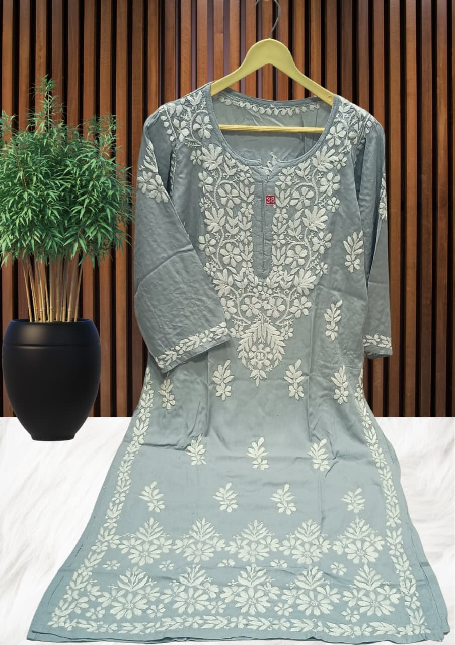 ZUBAIDA CHIKAN KURTI Lucknowi Chikankari view 14